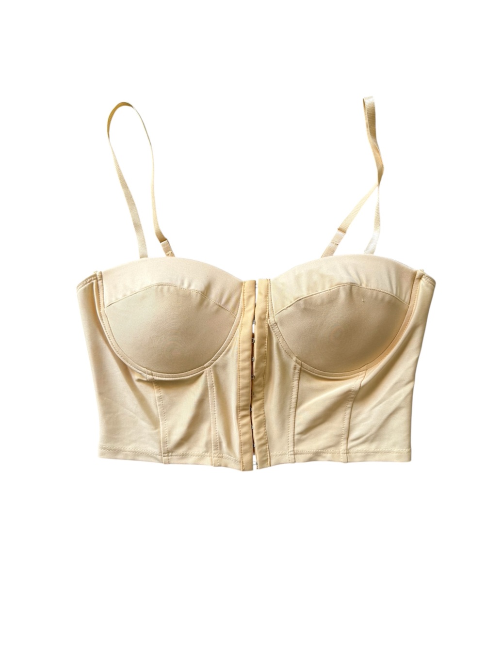 BUTTER YELLOW Adjustable Straps Longline Bustier Corset Crop Top Lined Underwire